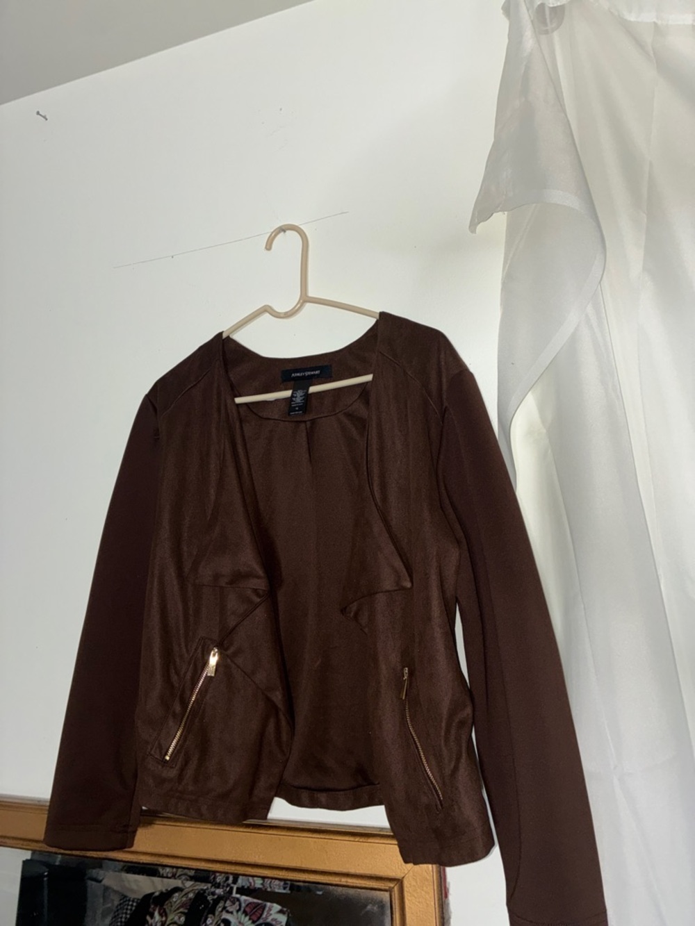 Ashley Stewart Brown Draped Open Front Jacket 16